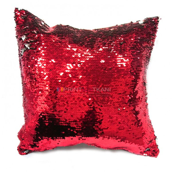 Красная подушка с пайетками